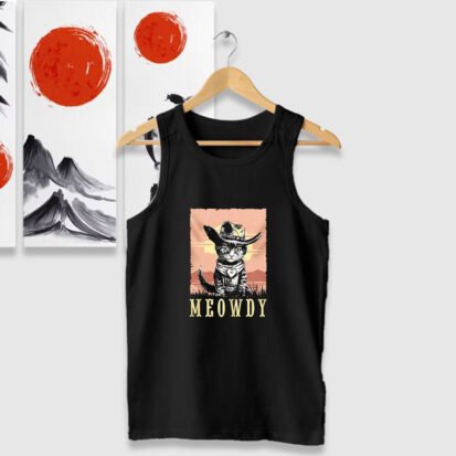 Parody Meowdy Cowboy Sunset Vintage Tank Tops